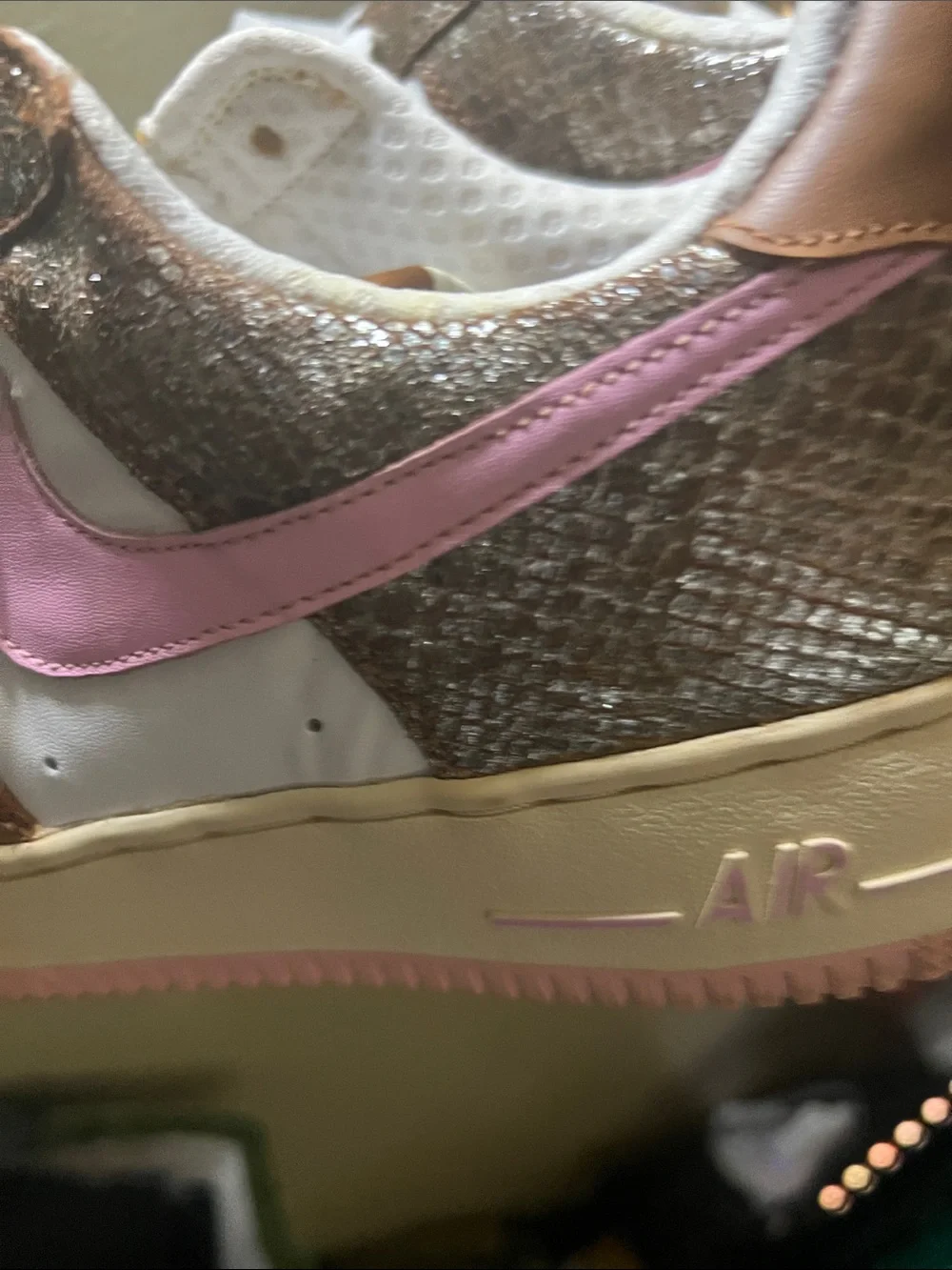 Vintage classic Air Force One Nike unisex in White, Pink shiny brown🔥🔥🔥